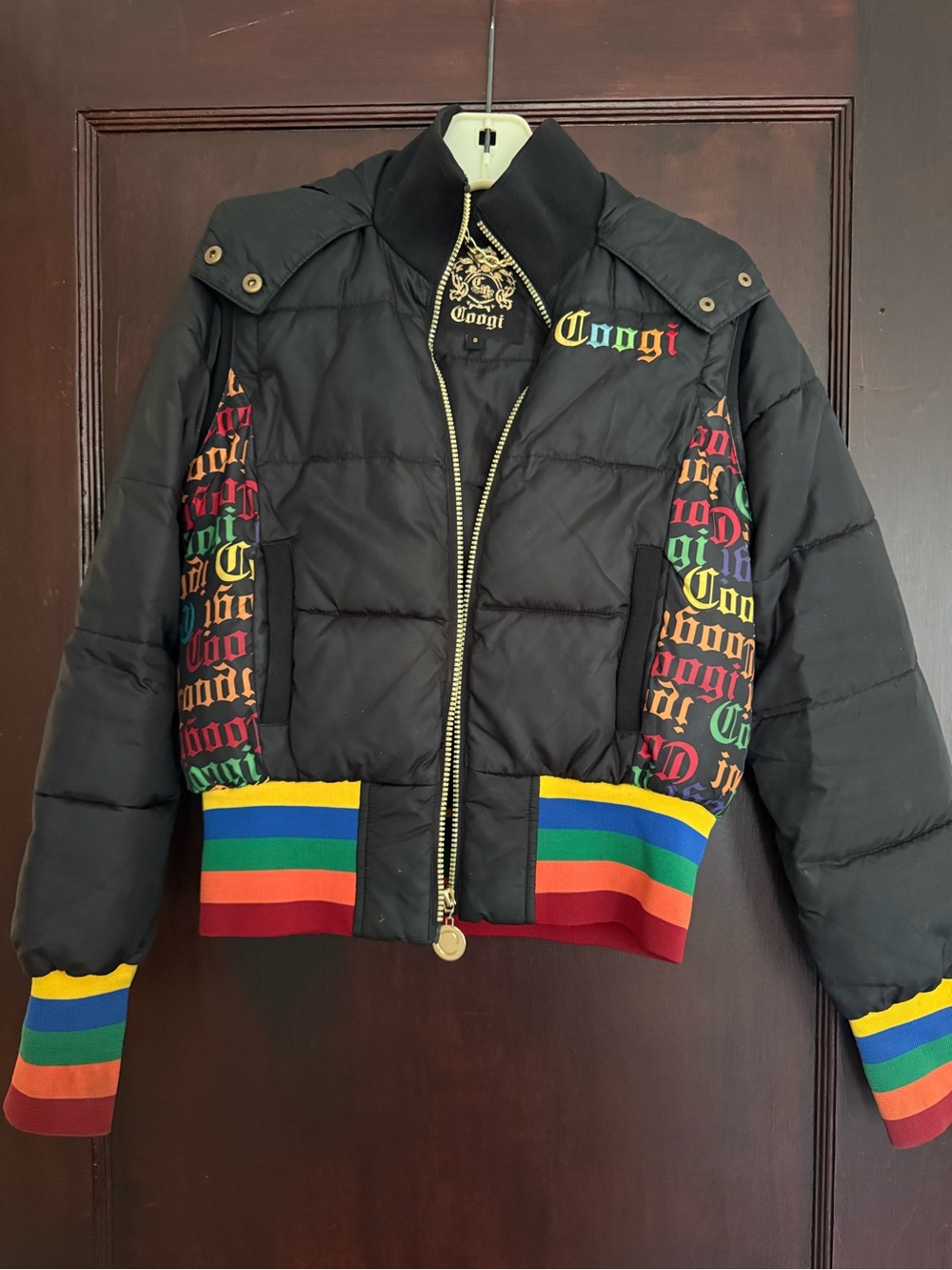 Vintage Coogi rainbow black puffer jacket - size S